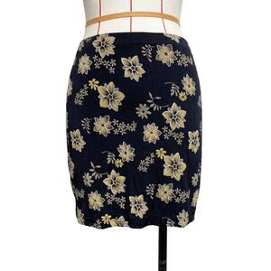 Vintage Day 2 Day Womens Size M Black Stretch Floral Mini Skirt